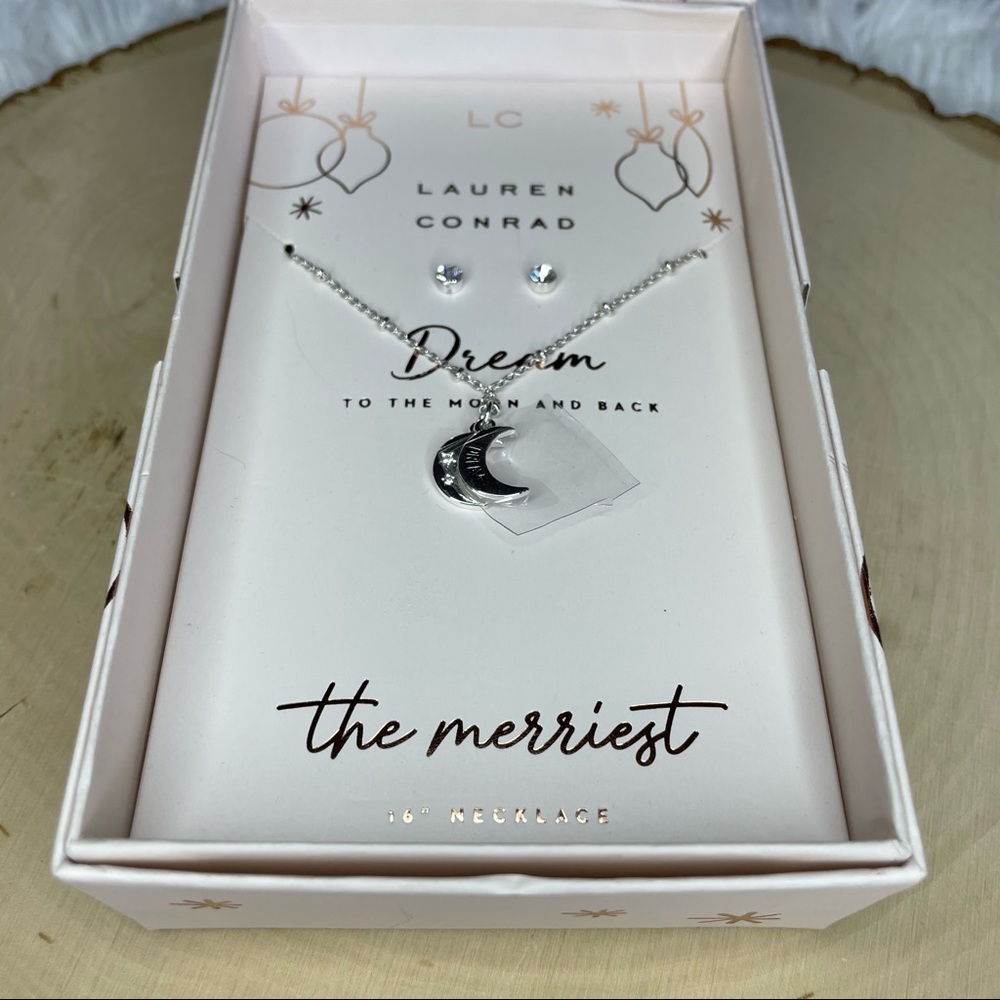 NWT LC Lauren, Conrad dreamed to the moon and back necklace and earrings 16 in - Picture 6 of 7